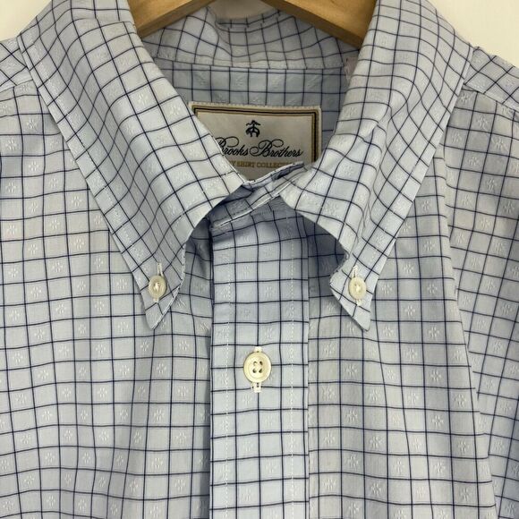 Brooks Brothers Thomas Mason Shirt Size XL Blue Luxury Collection Check Madison - Picture 3 of 9
